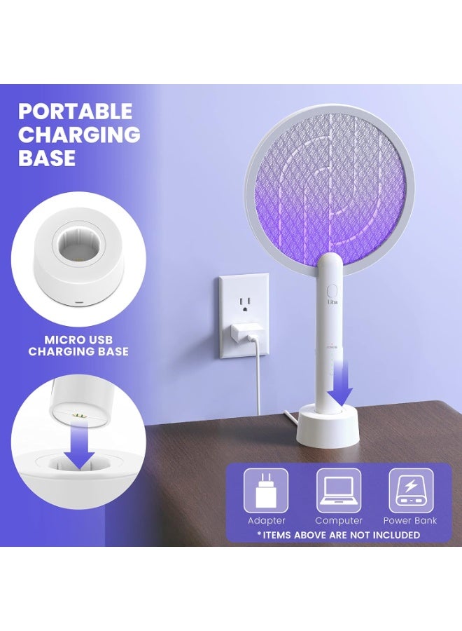 LiBa Rechargeable Bug Zapper Electric Fly Swatter with Type-C Charging, LED Battery Indicator, 1800mAh Power, 4000V Grid & 10 UV Lights, Indoor Outdoor Mosquito Killer Racket - Image 2